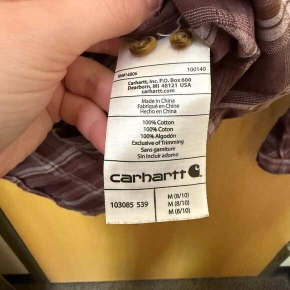 Carhartt Women’s Purple Plaid Button-Up Shirt Size M (8/10) - Picture 3 of 4